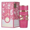 Lattafa Perfume Yara Candy 20 ml — productverpakking; zeer nabije close-up; op een witte achtergrond
