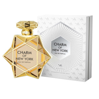 Emper Charm of New York EDP 85 ml — toote pakend; lähivaade; valgel taustal