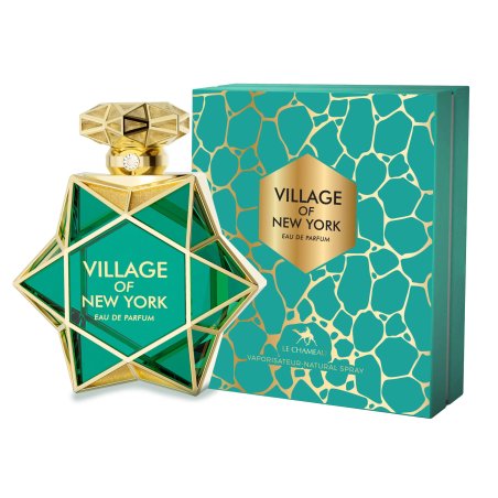 Emper Village of New York EDP 85 ml — embalagem do produto; grande plano; sobre fundo branco
