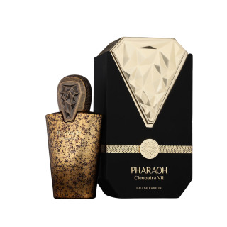 Fragrance World Pharaoh Cleopatra Vll Maison EDP 80 ml — toode ja pakend; lähivaade; valgel taustal