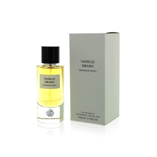Fragrance World Vanille Drama EDP 80 ml — toode ja pakend; täiskompositsioon; valgel taustal