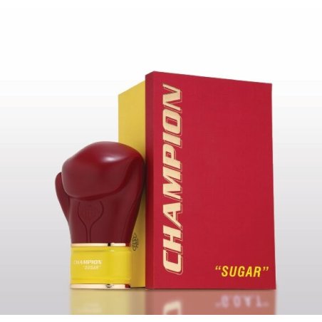 Fragrance World Champion Sugar EDP 80 ml — produkto pakuotė; artimas vaizdas; baltame fone; plačiausias kadras