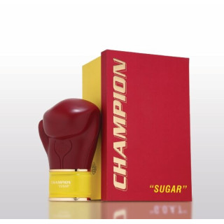 Fragrance World Champion Sugar EDP 80 ml — produkto pakuotė; artimas vaizdas; baltame fone; plačiausias kadras
