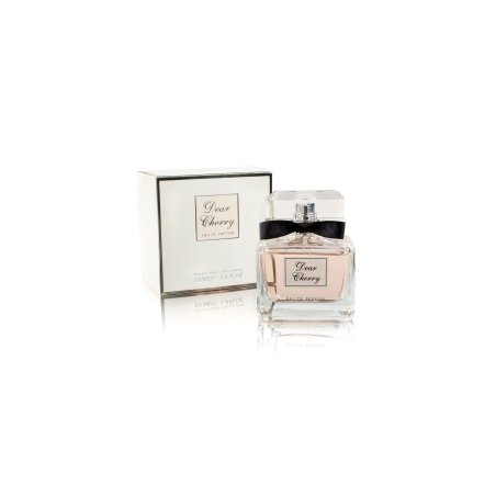 Fragrance World Dear Cherry EDP 100 ml — toode ja pakend; lai kompositsioon; valgel taustal