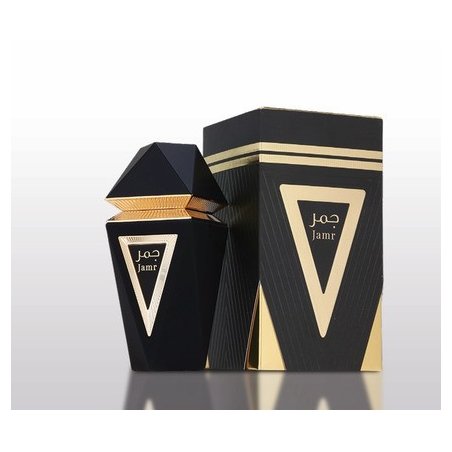 Fragrance World Jamr Black EDP 100 ml — упаковка товара; крупный план; на белом фоне; самый широкий кадр