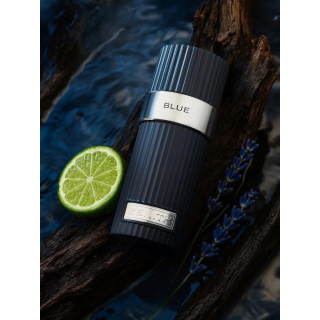 Fragrance World Zenith Blue EDP 100 ml — productweergave; zeer nabije close-up; met geuringrediënten; meest nabije kadrering