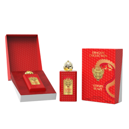 Emper Vermis Blaze EDP 90 ml — toode ja pakend; lähivaade; valgel taustal