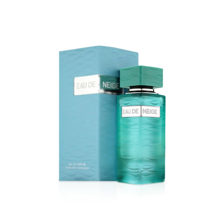 Fragrance World Eau De Neige EDP 90 ml — productverpakking; volledige compositie; op een witte achtergrond