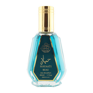 Fragrance World Hayaati Beau EDP 50 ml — prodotto visto frontalmente; primo piano; su sfondo bianco