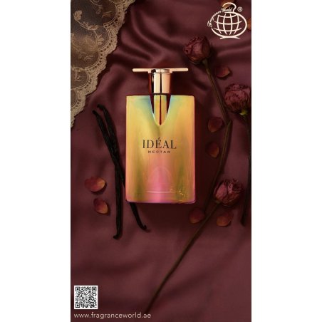 Fragrance World Ideal Nectar EDP 100 ml — toote vaade; väga lähivõte; valgel taustal; kõige laiem kadreering
