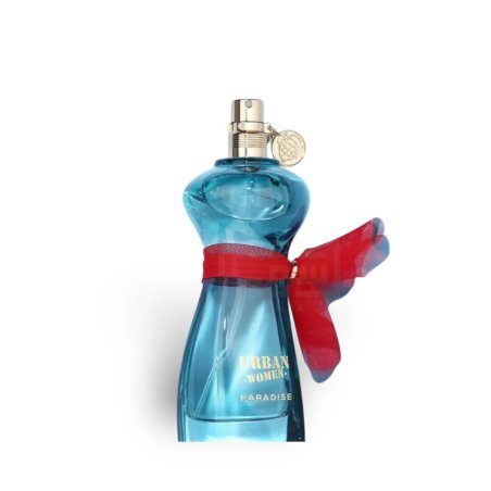 Fragrance World Urban Women Paradise EDP 90 ml — vista del producto; composición completa; sobre fondo blanco