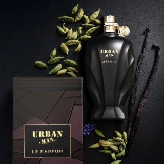 Fragrance World Urban Man Le Parfum EDP 90 ml — изображение товара; крупный план; на тёмном фоне
