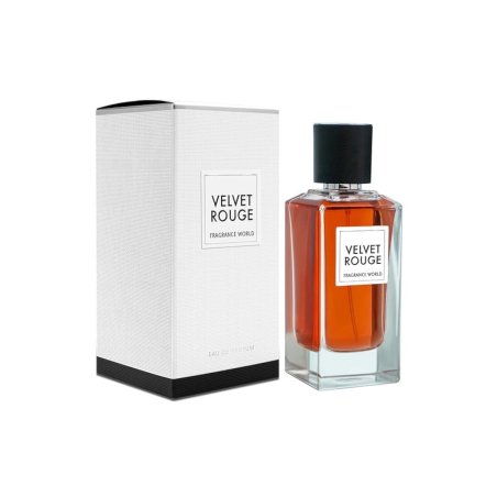 Fragrance World Velvet Rouge EDP 100 ml — toode ja pakend; täiskompositsioon; valgel taustal