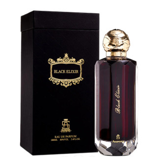 Aurora Scents Black Elixir EDP 100 ml — изображение товара; очень крупный план; на белом фоне