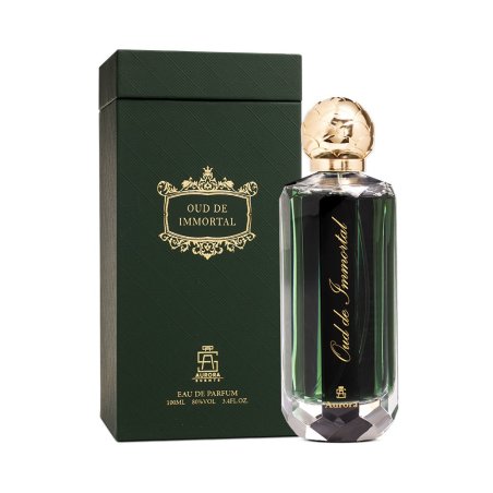 Aurora Scents Oud de Immortal EDP 100 ml — product en verpakking; close-up; op een witte achtergrond