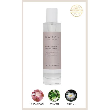 Royal Platinum SAKURA Cologne 100 ml — изображение товара; крупный план; на белом фоне; самый широкий кадр