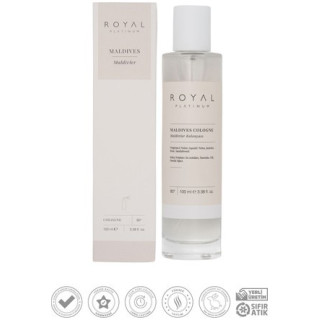 Royal Platinum MALDIVES Cologne 100 ml — изображение товара; крупный план; на белом фоне; самый близкий кадр