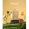 Paris Corner Khayal EDP 100 ml — товар в стилизованной композиции; очень крупный план; на каменной поверхности