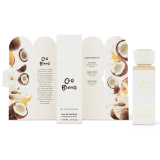 Gulf Orchid Coco Blanco EDP 100 ml — product en verpakking; close-up; op een witte achtergrond