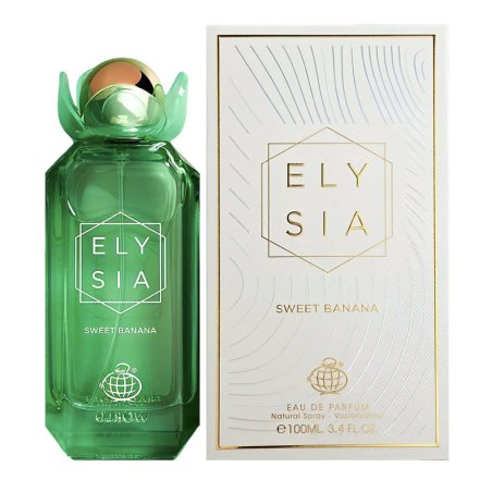 Fragrance World Elysia Sweet Banana EDP 100 ml — toote vaade; lähivaade; valgel taustal