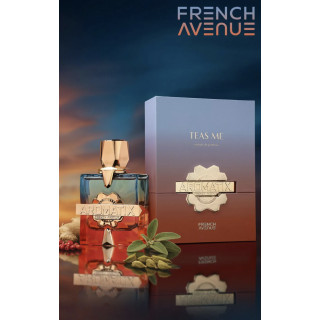 Fragrance World Aromatix Teas Me EDP 100 ml — productweergave; zeer nabije close-up; op een witte achtergrond