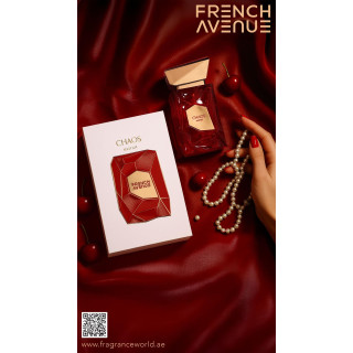 Fragrance World Chaos Extrait Extrait de Parfum 100 ml — toode ja pakend; lähivaade; valgel taustal