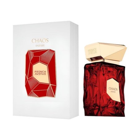 Fragrance World Chaos Extrait Extrait de Parfum 100 ml — toote pakend; täiskompositsioon; valgel taustal