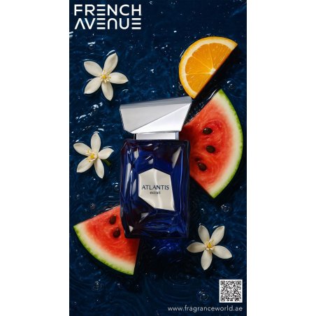 Fragrance World Atlantis Extrait Extrait de Parfum 100 ml — изображение товара; очень крупный план; с ингредиентами аромата