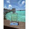 Fragrance World Zero to Legend EDP 100 ml — товар в стилизованной композиции; очень крупный план; у воды