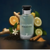 Imaginari Jacques Yves EDP 100 ml — товар в стилизованной композиции; очень крупный план; с ингредиентами аромата