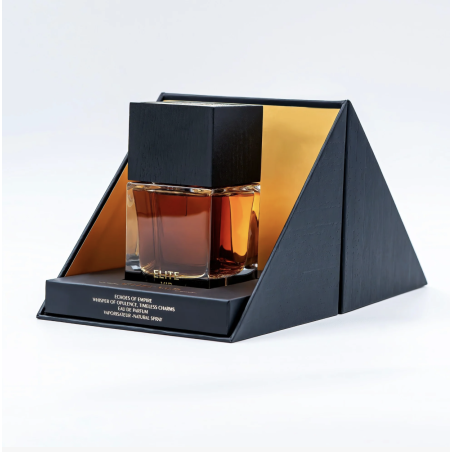 Aurora Scents Elite VIP EDP 100 ml — упаковка товара; крупный план; на белом фоне; самый близкий кадр