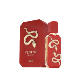 Fragrance World Veneno Scarlet Extrait de Parfum 100 ml — productverpakking; volledige compositie; op een witte achtergrond