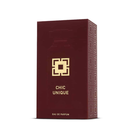 Fragrance World Chic Unique EDP 100 ml — упаковка товара; крупный план; на белом фоне