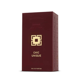 Fragrance World Chic Unique EDP 100 ml — упаковка товара; крупный план; на белом фоне