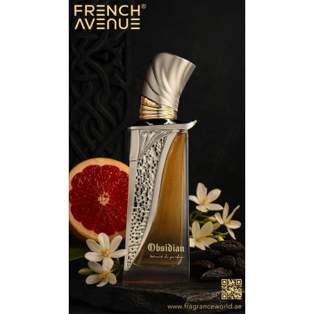 Fragrance World Obsidian Extrait EDP 100 ml — изображение товара; очень крупный план; на белом фоне; самый близкий кадр
