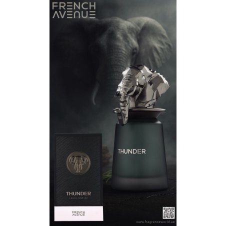 Fragrance World Thunder EDP 100 ml — изображение товара; очень крупный план; на белом фоне