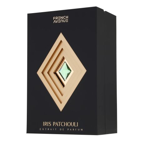 Fragrance World Iris Patchouli Extrait de Parfum 80 ml — pohled na produkt; velmi detailní záběr; na bílém pozadí