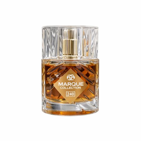Fragrance World Marque 240 EDP 25 ml — товар спереди; полная композиция; на столе