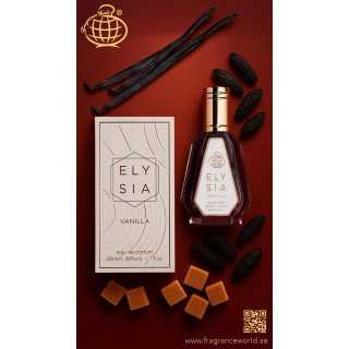 Fragrance World Elysia Vanilla EDP 50 ml — изображение товара; очень крупный план; на белом фоне