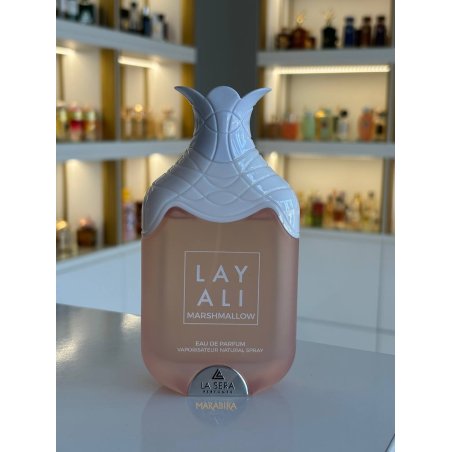 Emper Layali Marshmallow EDP 100 ml — toote vaade; väga lähivõte; valgel taustal