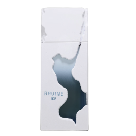Fragrance World Ravine Ice EDP 100 ml — product en verpakking; close-up; op een witte achtergrond; ruimste kadrering