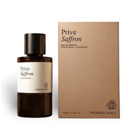 Fragrance World Prive Saffron EDP 60 ml — изображение товара; крупный план; на белом фоне