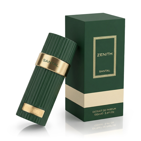 Fragrance World Zenith Santal EDP 100 ml — toote pakend; lähivaade; valgel taustal