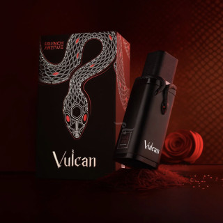 Fragrance World Vulcan Black Friday EDP 100 ml — toote vaade; lähivaade; tumedal taustal; lähim kadreering