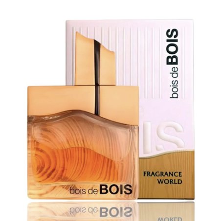 Fragrance World Bois De Bois EDP 100 ml — tuotekuva; lähikuva; valkoisella taustalla