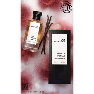 Fragrance World Montera Vanilla Petals EDP 100 ml — productweergave; close-up; op een witte achtergrond