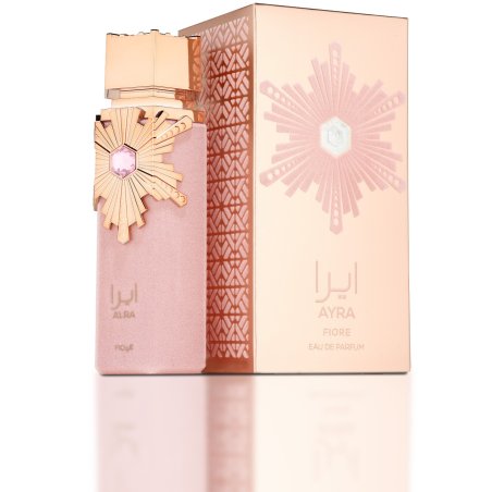 Fragrance World Athoor Al Alam Ayra Flore EDP 100 ml — toote pakend; lähivaade; valgel taustal