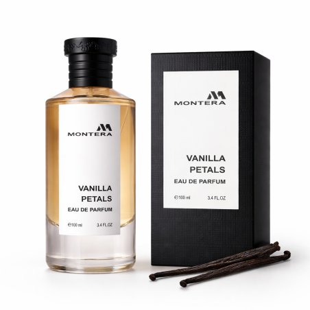 Fragrance World Montera Vanilla Petals EDP 100 ml — productweergave; volledige compositie; op een witte achtergrond