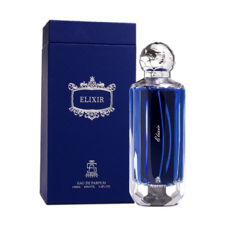 Aurora Scents Elixir EDP 100 ml — товар и упаковка; крупный план; на белом фоне