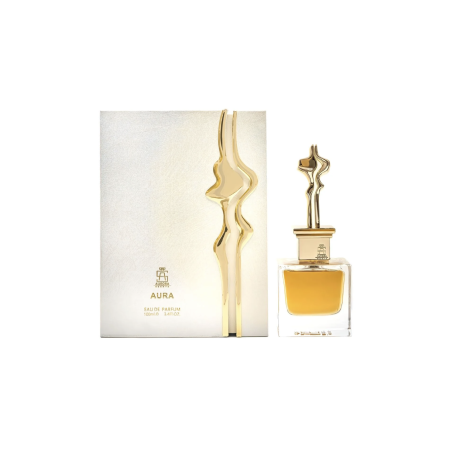 Aurora Scents Aura Gold EDP 100 ml — toote vaade; lai kompositsioon; valgel taustal